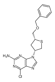 (3'R,5'R)-1-(5'-((苄氧基)甲基)四氢-3'-噻吩基)-6-氯-9H-嘌呤-6-胺 结构式