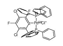 反式-[Pd(3,5-二氯三氟苯基)氯(三苯基膦)2] 结构式