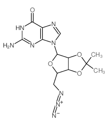 2-amino-9-[6-(azidomethyl)-2,2-dimethyl-3a,4,6,6a-tetrahydrofuro[3,4-d][1,3]dioxol-4-yl]-3H-purin-6-one 结构式