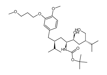 ((1S,2S,4S)-2-hydroxy-4-hydroxymethyl-1-((S)-2-[4-methoxy-3-(3-methoxy-propoxy)-benzyl]-3-methyl-butyl)-5-methyl-hexyl)-carbamic acid tert-butyl ester 结构式