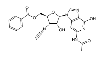 9-(3'-azido-5'-O-benzoyl-3'-deoxy-β-D-ribofuranosyl)-N2-acetyl-guanine 结构式