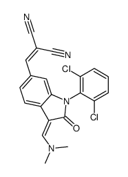 2-[[1-(2,6-二氯苯基)-3-[(二甲氨基)亚甲基]-2,3-二氢-2-氧代-1H-吲哚-6-基]亚甲基]丙二腈 结构式