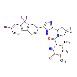 N-[(1S)-1-[[(6S)-6-[5-(7-溴-9,9-二氟-9H-芴-2-基)-1H-咪唑-2-基]-5-氮杂螺[2.4]庚烷-5-基]羰基]-2-甲基丙基]氨基甲酸甲酯 结构式