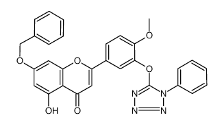 4H-1-Benzopyran-4-one, 5-hydroxy-2-[4-methoxy-3-[(1-phenyl-1H-tetrazol-5-yl)oxy]phenyl]-7-(phenylmethoxy)- 结构式