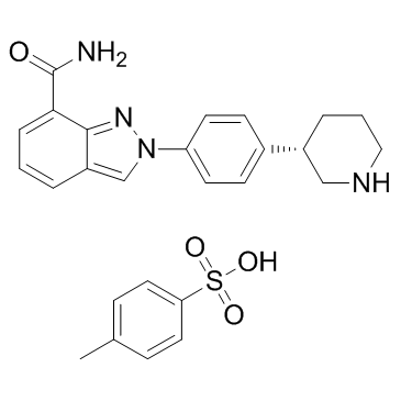 (3S)-3-[4-[7-(氨基羰基)-2H-吲唑-2-基]苯基]哌啶对甲苯磺酸盐 结构式