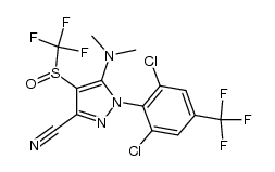 3-氰基-1-(2,6-二氯-4-三氟甲基苯基)-5-二甲氨基-4-三氟甲基亚磺酰基吡唑 结构式