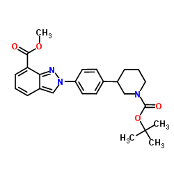 2-(4-(1-(叔丁氧基羰基)哌啶-3-基)苯基)-2H-吲唑-7-甲酸甲酯 结构式