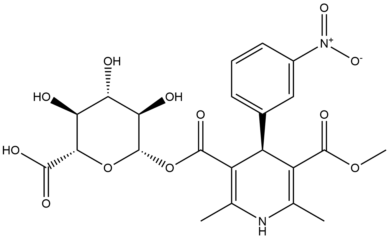 β-D-Glucopyranuronic acid, 1-[5-methyl 1,4-dihydro-2,6-dimethyl-4-(3-nitrophenyl)-3,5-pyridinedicarboxylate], (R)- (9CI) 结构式