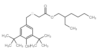 乙酸2-乙基己基（（（3,5-双（1,1-二甲基乙基）-4-羟苯基）甲基）硫代）酯 结构式