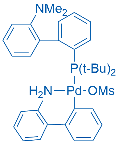 [2-(二叔丁基膦)-2'-(N,N-二甲胺)-联苯基](2'-氨基-1,1'-联苯-3-基)钯(II)甲磺酸盐 结构式