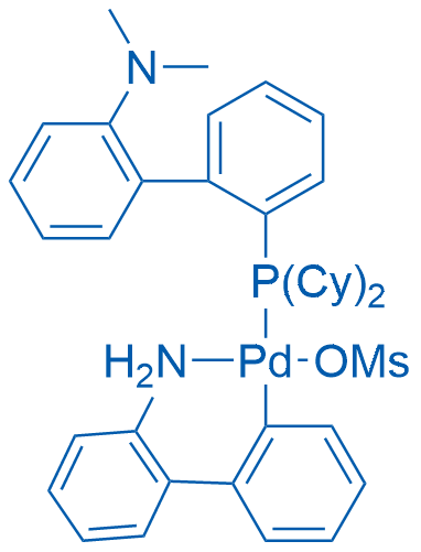 甲磺酸[2-(二环己基膦基)-2'-(N,N-二甲基氨基)-1,1'-联苯](2'-氨基-1,1'-联苯-2-基)钯(II) 结构式