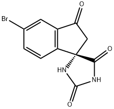 (S)-5'-溴螺[咪唑烷-4,1'-茚]-2,3',5(2'H)-三酮 结构式