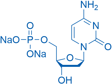 ((2R,3S,5R)-5-(4-氨基-2-氧代嘧啶-1(2H)-基)-3-羟基四氢呋喃-2-基)甲基磷酸二钠盐 结构式