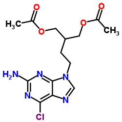 9-(4-乙酰氧基-3-乙酰氧甲基丁基)-2-氨基-6-氯嘌呤 结构式