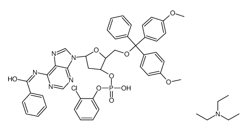 N6-苯甲酰基-5'-O-(4,4'-二甲氧基三苯甲基)-2'-脱氧腺苷3'-(2-氯苯基)磷酸三乙铵盐 结构式