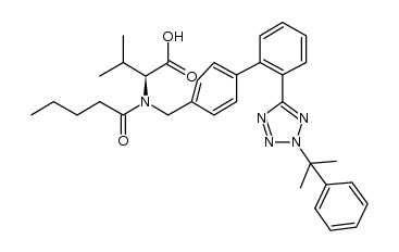 (S)-N-(1-氧代戊基)-N-[[2'-[(1-甲基-1-苯基乙基)-2H-四氮唑-5-基][1,1'-联苯]-4-基]甲基]-缬氨酸 结构式
