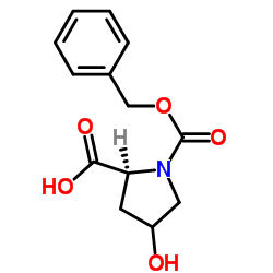 反-N-苄氧羰基-4-羟基-L-脯氨酸 结构式