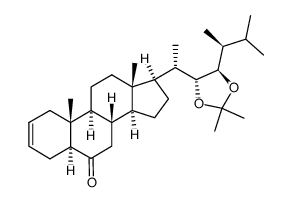 (22R,23R,24S)-22,23-isopropylidenedioxy-24-methyl-5α-cholest-2-en-6-one 结构式