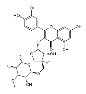 quercetin 3-O-(3-O-methyl-α-L-rhamnopyranosyl)-(1->5)-O-β-D-apiofuranoside 结构式