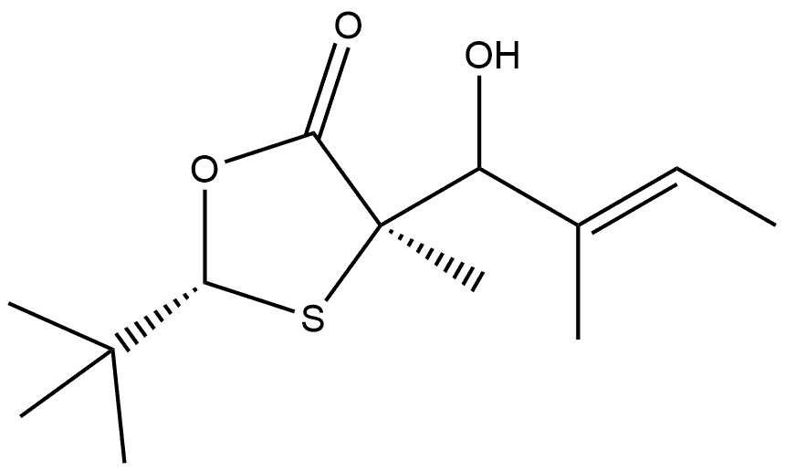 (2R,4R)-2-(1,1-二甲基乙基)-4-[(2E)-1-羟基-2-甲基-2-丁烯-1-基]-4-甲基-1,3-氧硫杂环戊烷-5-酮 结构式