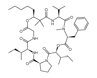 Cyclo[glycyl-(3S)-3-hydroxy-2,2-dimethyloctanoyl-L-valyl-N-methyl-L-phenylalanyl-(2S,3S)-2-hydroxy-3-methylpentanoyl-L-prolyl-L-isoleucyl] 结构式