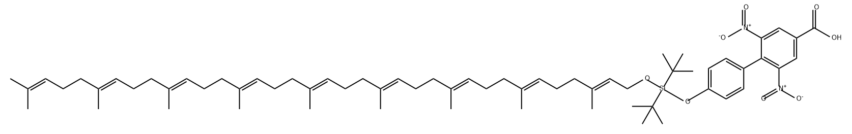[1,1'-联苯]-4-羧酸, 4'-[[双(1,1-二甲基乙基)[[(2E,6E,10E,14E,18E,22E,26E,30E)-3,7,11,15,19,23,27,31,35-九甲基-2,6,10,14,18,22,26,30,34-三十六碳九烯-1-基]氧基]硅基]氧基]-2,6-二硝基- 结构式