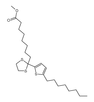 2-(5-辛基-2-噻吩基)-1,3-二硫杂环戊烷-2-辛酸甲酯 结构式