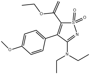 3-异噻唑胺,5-(1-乙氧基乙烯基)-N,N-二乙基-4-(4-甲氧基苯基)-,1,1-二氧化物 结构式