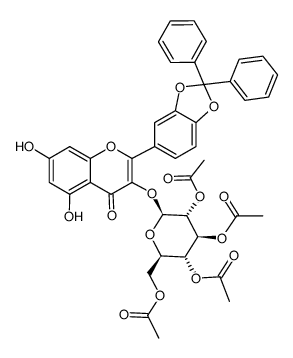 2-(2,2-二苯基苯并[1,3]二氧杂环戊烯-5-基)-3-(2,3,4,6-四-O-乙酰基)-β-D-吡喃葡萄糖氧基-5,7-二羟基-4H-色烯-4-酮 结构式