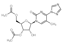 1-(3,5-二-O-乙酰基-β-D-呋喃核糖)-4-(1,2,4-三唑-1-基)-5-甲基-2-嘧啶酮 结构式