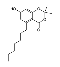 2,2-二甲基-5-(1-庚基)-7-羟基-4H-1,3-苯并二氧杂环己-4-酮 结构式