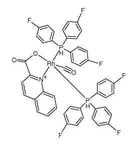 (2-quinaldinate)(carbonyl)(P(4-F-C5H4)3)2rhodium(I) 结构式
