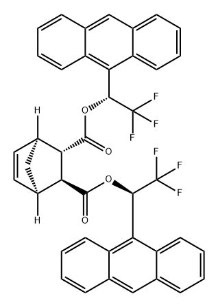 Bicyclo[2.2.1]hept-5-ene-2,3-dicarboxylic acid, 2,3-bis[(1R)-1-(9-anthracenyl)-2,2,2-trifluoroethyl] ester, (1R,2S,3S,4S)- 结构式