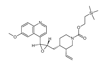 2-(三甲基硅基)乙基 (3R,4S)-4-(((2S,3S)-3-(6-甲氧基喹啉-4-基)环氧乙烷-2-基)甲基)-3-乙烯基哌啶-1-羧酸酯 结构式