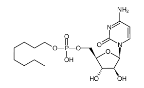 1-β-D-阿拉伯呋喃糖基胞嘧啶5'-正辛基磷酸酯 结构式