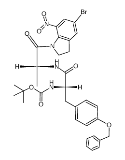 tert-butyl ((S)-3-(4-(benzyloxy)phenyl)-1-(((R)-1-(5-bromo-7-nitroindolin-1-yl)-1-oxopropan-2-yl)amino)-1-oxopropan-2-yl)carbamate 结构式