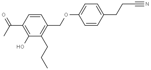 3-[4-[(4-乙酰基-3-羟基-2-丙基苯基)甲氧基]苯基]丙腈 结构式