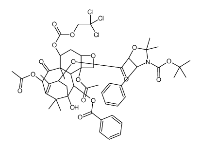 13-{[(3-叔丁氧羰基)-2,2-二甲基-4S-苯基-1,3-恶唑烷-5R-基]甲酰基}-7-O-(2,2,2-三氯乙氧羰基)巴卡亭III 结构式