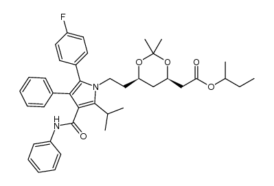 1,3-Dioxane-4-acetic acid, 6-[2-[2-(4-fluorophenyl)-5-(1-methylethyl)-3-phenyl-4-[(phenylamino)carbonyl]-1H-pyrrol-1-yl]ethyl]-2,2-dimethyl-, 1-methylpropyl ester, (4R,6R)- 结构式