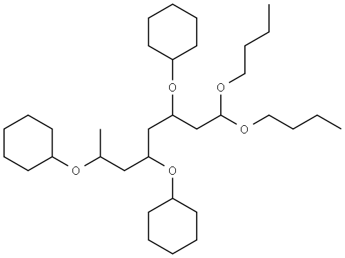 3,5,7-三环己氧基辛醛二丁基缩醛 结构式