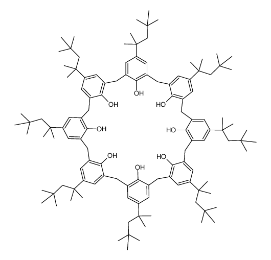 Nonacyclo[43.3.1.13,7.19,13.115,19.121,25.127,31.133,37.139,43]hexapentaconta-1(49),3,5,7(56),9,11,13(55),15,17,19(54),21,23,25(53),27,29,31(52),33,35,37(51),39,41,43(50),45,47-tetracosaene-49,50,51,52,53,54,55,56-octol, 5,11,17,23,29,35,41,47-octakis(1,1,3,3-tetramethylbutyl)- 结构式