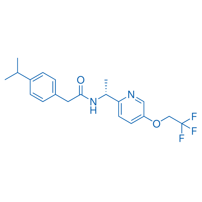 (R)-2-(4-异丙基苯基)-N-(1-(5-(2,2,2-三氟乙氧基)吡啶-2-基)乙基)乙酰胺 结构式