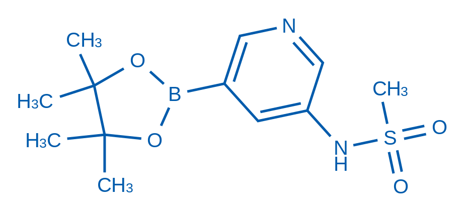 N-(5-(4,4,5,5-四甲基-1,3,2-二氧硼杂环戊烷-2-基)吡啶-3-基)甲磺酰胺 结构式
