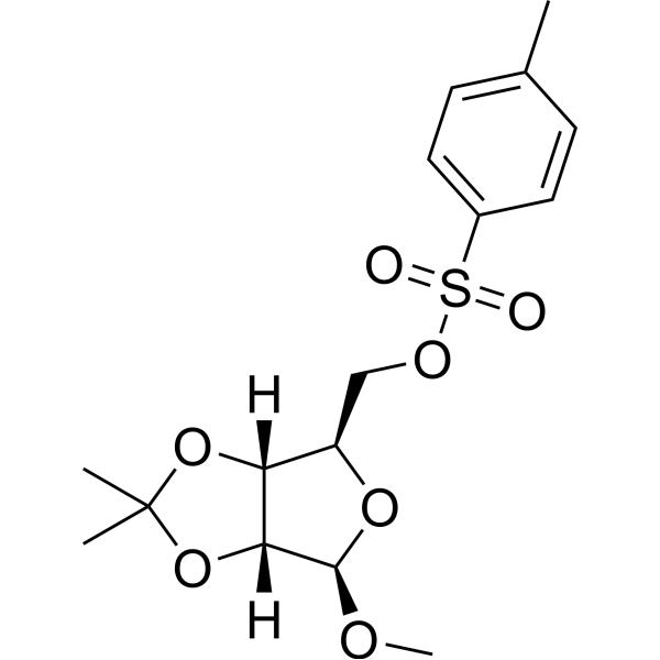 1-甲氧基-2,3-O-异亚丙基-5-O-对甲苯磺酰基-beta-D-呋喃核糖苷 结构式
