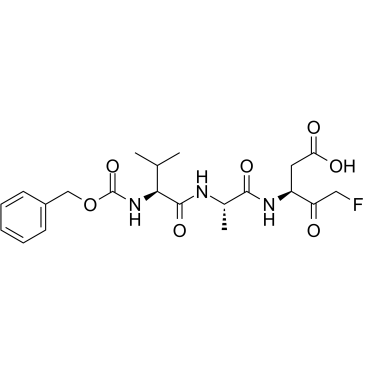 (3S)-5-fluoro-3-[[(2S)-2-[[(2S)-3-methyl-2-(phenylmethoxycarbonylamino)butanoyl]amino]propanoyl]amino]-4-oxopentanoic acid 结构式