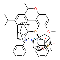 甲烷磺酰基[2-(二-1-金刚烷基膦基)-3,6-二甲氧基-2'',4'',6''-三异丙基-1,1''-联苯](2''-氨基-1,1''-联苯-2-基)钯(II) 结构式