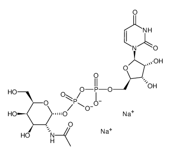 尿苷-5-二磷酸-N-乙酰基氨基半乳糖二钠盐 结构式