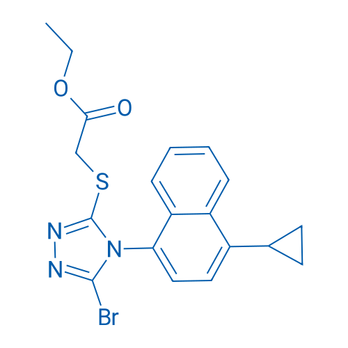 2-((5-溴-4-(4-环丙基萘-1-基)-4H-1,2,4-三唑-3-基)硫代乙酸乙酯 结构式