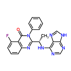(S)-2-(1-(9H-嘌呤-6-基氨基)乙基)-5-氟-3-苯基喹唑啉-4(3H)-酮 结构式