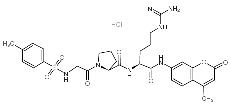 甲苯磺酰基-甘氨酰-脯氨酰-精氨酰-7-酰胺基-4-甲基香豆素盐酸盐 结构式